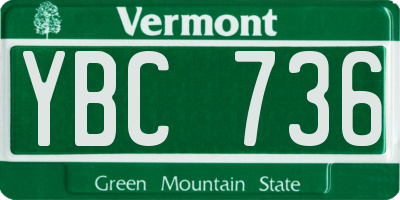 VT license plate YBC736