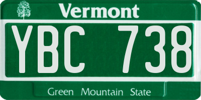 VT license plate YBC738