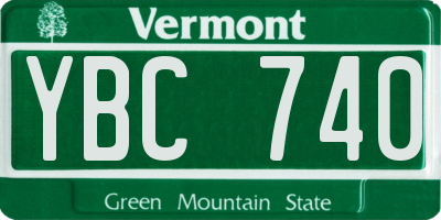 VT license plate YBC740
