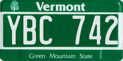 VT license plate YBC742