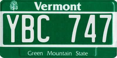 VT license plate YBC747
