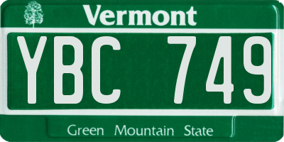 VT license plate YBC749