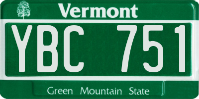 VT license plate YBC751