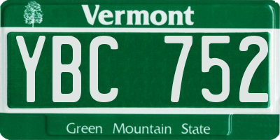 VT license plate YBC752