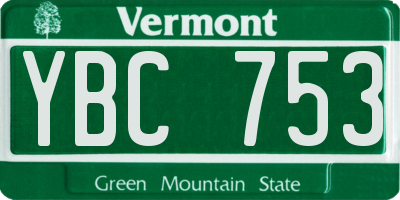 VT license plate YBC753