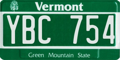VT license plate YBC754