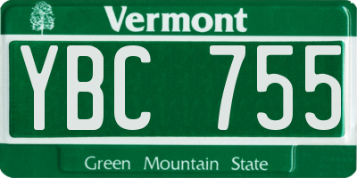 VT license plate YBC755