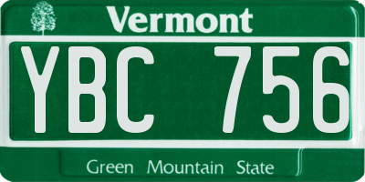 VT license plate YBC756