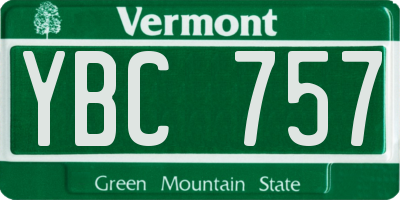 VT license plate YBC757