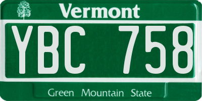 VT license plate YBC758