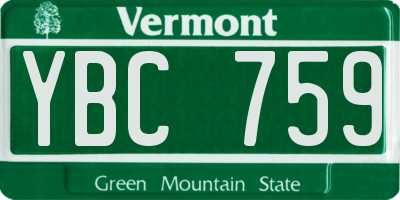 VT license plate YBC759