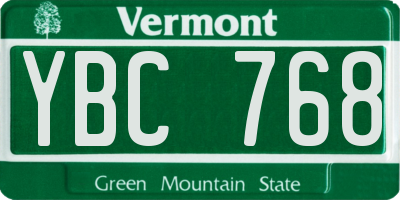VT license plate YBC768