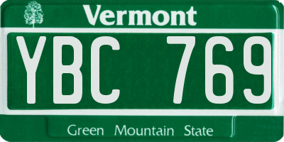 VT license plate YBC769