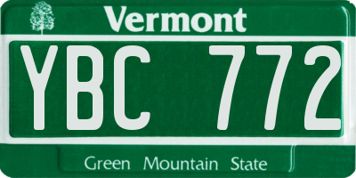 VT license plate YBC772