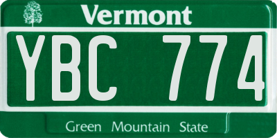 VT license plate YBC774