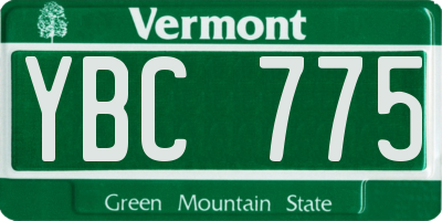 VT license plate YBC775