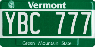 VT license plate YBC777