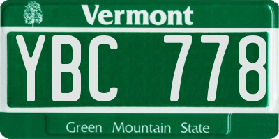 VT license plate YBC778