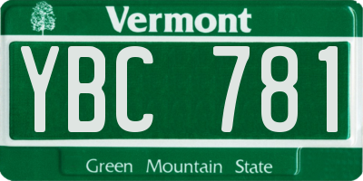 VT license plate YBC781