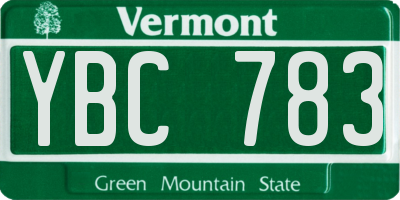 VT license plate YBC783