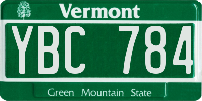 VT license plate YBC784