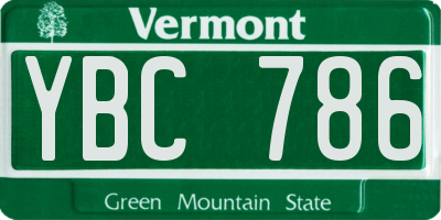 VT license plate YBC786