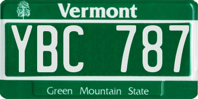 VT license plate YBC787