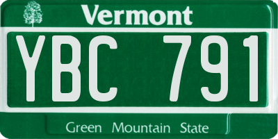 VT license plate YBC791