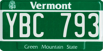 VT license plate YBC793
