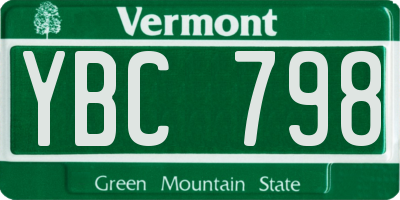 VT license plate YBC798