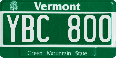 VT license plate YBC800