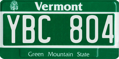 VT license plate YBC804