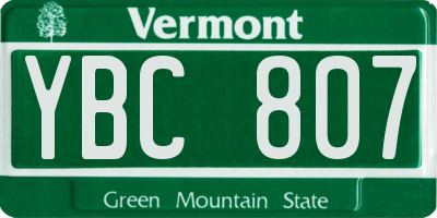 VT license plate YBC807