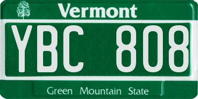 VT license plate YBC808