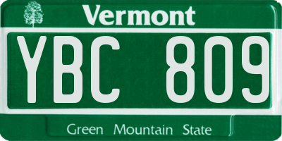 VT license plate YBC809