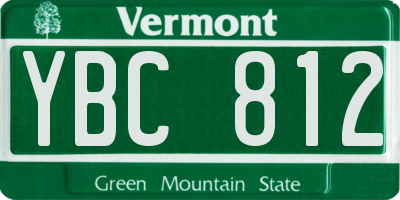 VT license plate YBC812
