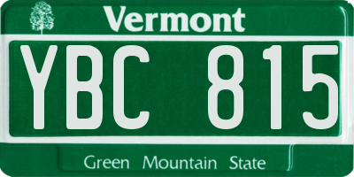 VT license plate YBC815