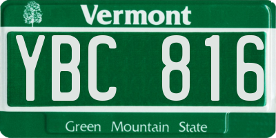 VT license plate YBC816