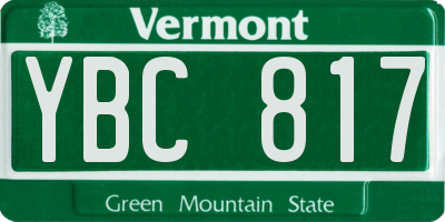VT license plate YBC817
