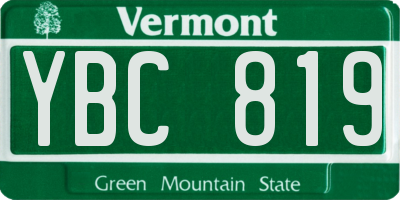 VT license plate YBC819
