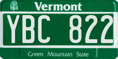 VT license plate YBC822