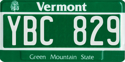VT license plate YBC829