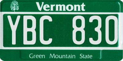 VT license plate YBC830