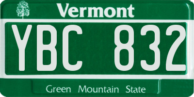 VT license plate YBC832