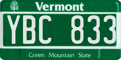 VT license plate YBC833