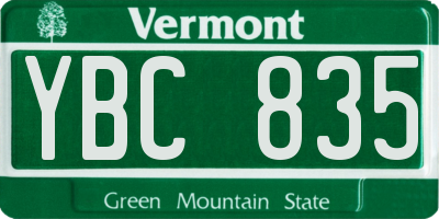 VT license plate YBC835