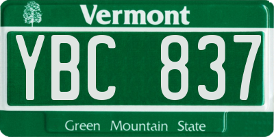 VT license plate YBC837