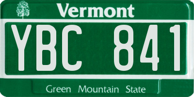 VT license plate YBC841