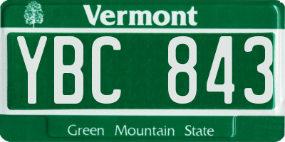 VT license plate YBC843