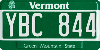 VT license plate YBC844
